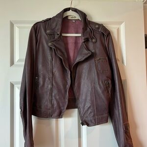 Purple leather biker jacket